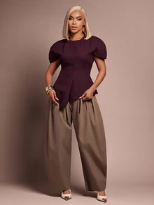 Vixey Women's Solid Color Casual Versatile Daily Wear Top - Burgundy - View 3