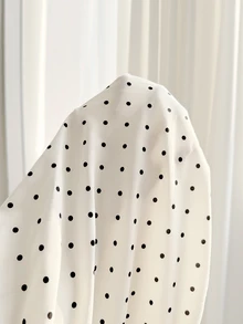 SHEIN Tall طقم نسائي طويل من قطعتين بلون بيج بنقاط بيضاء، ملابس علوية مكشوفة الكتفين وبنطال - لون مشمشي - مشاهدة 7