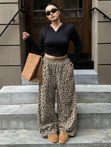 Livesso Elastic Waist Casual Cargo Minimalist Beige Long Pants Vacation Formal Fall - Camel - View 3