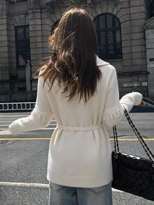 DAZY Women's Solid Color Raglan Long Sleeve Tassel Design Casual Cardigan - White - View 2