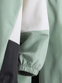 SHEIN 2件組男孩休閒拼色連帽外套與運動長褲套裝，秋冬時尚穿搭，適合日常穿著、上學、旅行、運動，春秋季節適用，極簡設計，舒適時尚，實用且有型的男孩衣櫥首選 - 薄荷綠 - 查看 5