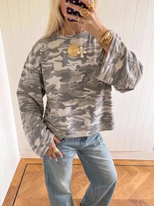 SHEIN EZwear 海外長袖迷彩印花T恤，大尺碼圓領長袖上衣，適合日常通勤、聚會、秋冬/夏季、聖誕節、新年、感恩節、派對、婚禮、海灘、畢業典禮、優雅、外出、約會、通勤、情人節、優雅、度假、Y2K、畢業典禮等 - 彩色 - 查看 3