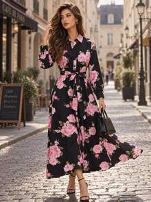 Editum Women's Floral Print Casual Party Midi Dress - Multicolor - View 4