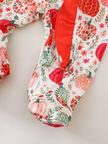 SHEIN Newborn Baby Cute Knitted Casual Cartoon Pattern Romper & Headband Set - Apricot - View 5