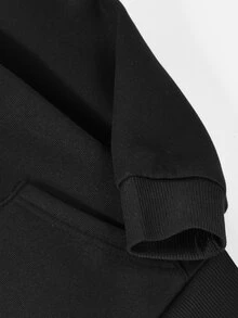 SHEIN Vacaura Boys' Casual Sports Jacket, Comfortable Material, Suitable For Boys To Wear In Winter. Hooded Design With Thick Padding, Providing Extra Cold Protection - Black - View 5