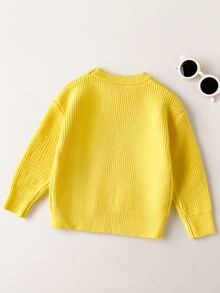 LOONEY TUNES X SHEIN Baby Girl Cartoon Pattern Casual Daily Long Sleeve Sweater Autumn - Yellow - View 2