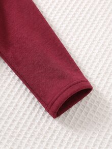 SHEIN Baby Boy Solid Color Versatile Comfortable Crew Neck Long Sleeve Pullover Top - Red - View 6