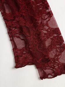 Sweetra Y2K Sexy Lace Patchwork Commuter Versatile College Casual Skirt 2 Pieces Set - Burgundy - View 6