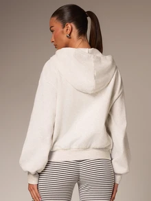 Athîral Women's Casual Hooded Long Sleeve Fitted Button-Up Sweatshirt, Suitable For Daily Wear, Dating And Gatherings - Grey - View 2