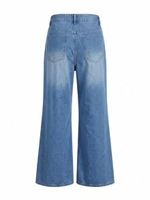Balvessa Women's Casual Versatile Flare Leg Denim Jeans With Pockets - Blue - View 6