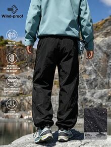 Gym Rark Men's Drawstring Waist Casual Versatile Daily Travel Sports Long Pants - Black - View 2