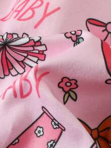 SHEIN Newborn Baby Cute Knitted Casual Cartoon Pattern Romper & Headband Set - Pink - View 4