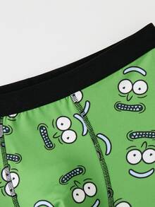 Rick and Morty X SHEIN Men's Cartoon Print Casual Everyday Boxer Briefs - Green - View 5