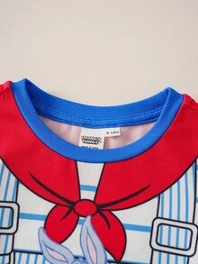 LOONEY TUNES X SHEIN Baby Boy Cartoon Print Cute Romper - Blue - View 3