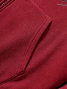 ROMWE MEN Men's Gothic Pattern Plush Patchwork Casual Versatile Hoodie - Red - View 6