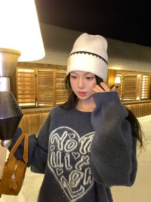 DAZY Women's Round Neck Long Sleeve Autumn/Winter Sweater - Blue - View 5