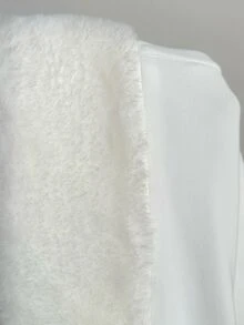 SHEIN EZwear White Knitted Long Sleeve Zip-Up Half-Placket Hooded Jumpsuit - White - View 5