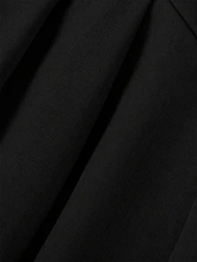 SHEIN MOD 女款純色鈕扣設計短袖百褶寬腿連身褲，白色海灘風夏季法式優雅，萬聖節、返校季適用 - 黑色 - 查看 6
