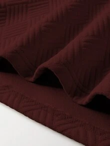 Calvornis 1pc Men Solid Color Plain Front Button Long Sleeve Simple Collar Polo Formal Shirt, Casual Everyday Wear, For Work, For Husband, For Fall, Ceremony - Burgundy - View 4
