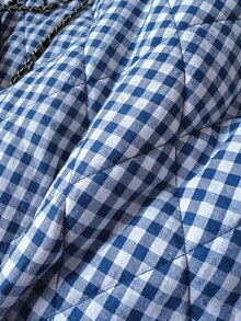 SHEIN Clasi 女款格紋休閒百搭冬季加厚棉墊背心 - 藍白色 - 查看 7