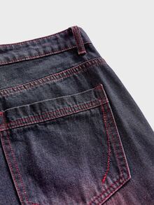 AXEPEAK Men's Casual Fashion Street Style Washed Pleated Loose Wide Leg Denim Jeans - Multicolor - View 6