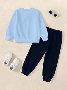 SpongeBob SquarePants | SHEIN Young Boy Cartoon Pattern Long Sleeve Sweatshirt And Sweatpants Casual Daily Outfit - White - View 2