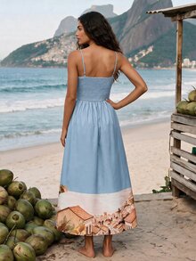 CAJUNI Tropical Chic Vintage Rio Midi Dress - Dark Blue - View 2
