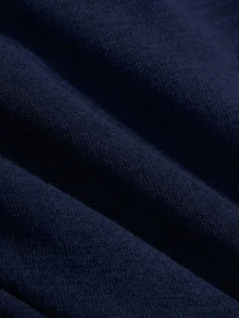 DAZY 春夏女款收腰繫帶拼接對比色蕾絲飾邊修身緊身度假街頭休閒T恤 - 藏蓝色 - 查看 6