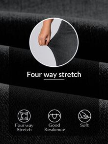 Flexra Plus Size Women's Wide Leg Casual Denim Jeans Soft Washed Stretch Pants - Dark Grey - View 8