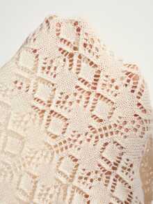 Bohemela Women's Solid Color Hollow Design Loose Fashion Cape Sweater - Apricot - View 8