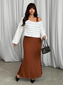 GalTyme Plus Size Women Solid Color Dress And Long Sleeve Top Summer 2 Pieces Set - Multicolor - View 1