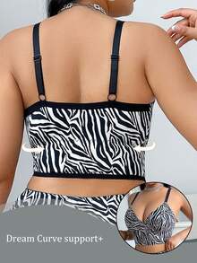 SHEIN Halloween Plus Size Wireless Bra, 1pc Party White Autumn Sexy - Multicolor - View 2