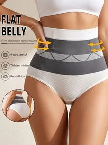 Coutiva Women's High Waist Triangle Briefs, Tummy Control Butt Lifting Panties - White - View 1