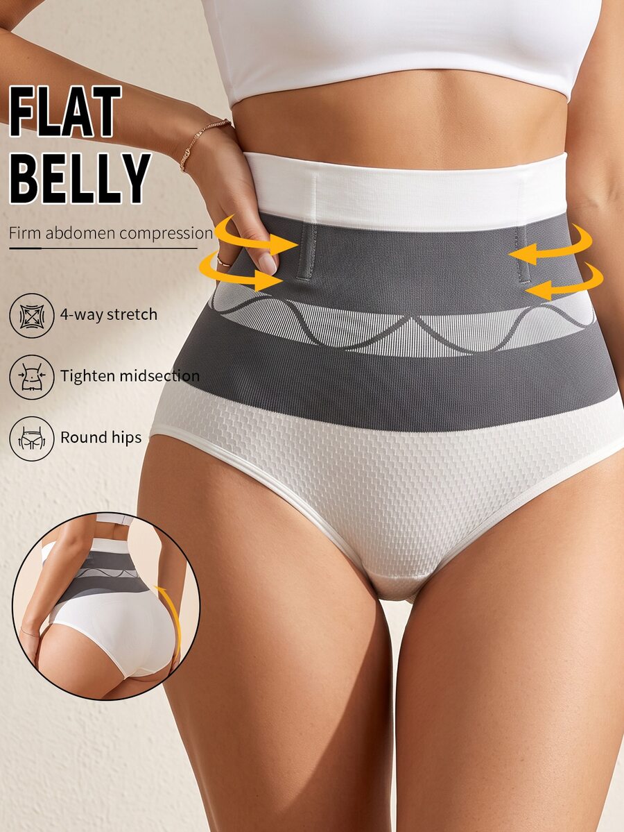 Coutiva Women's High Waist Triangle Briefs, Tummy Control Butt Lifting Panties - White - View 1