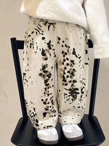Dazy Kids Boys (Small) Leopard Print Straight Leg Casual Denim Jeans, Autumn/Winter - Beige - View 1