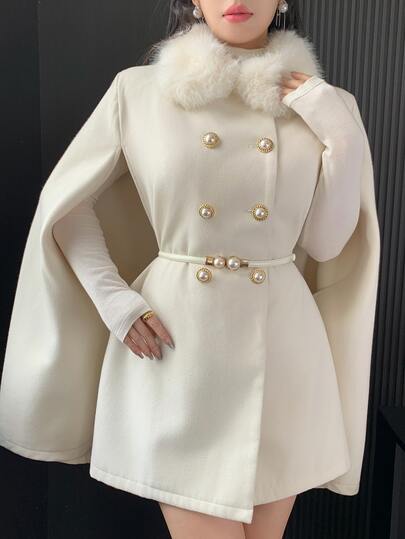 Feyla Women's Plush Patchwork Casual Versatile Daily Wear Overcoat