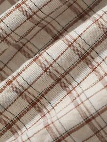 Dazy Plus Blogger Style Plaid Lapel Zip-Up Long Sleeve Loose Short Casual Regular Jacket - Apricot - View 8