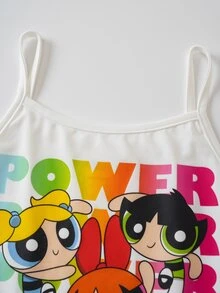 THE POWERPUFF GIRLS X SHEIN Young Girl Gradient Color Sheer Short Sleeve Crew Neck T-Shirt - Multicolor - View 4