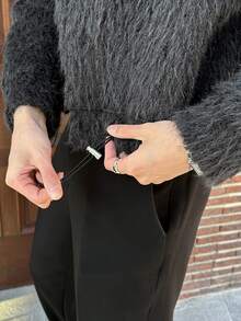 DAZY Jaket Pendek Bulu Imitasi Abu-abu Gelap Musim Gugur/Dingin dengan Tali Serut di Bagian Bawah, Gaya Jalanan Fesyen Korea untuk Pria - Hitam - View 5