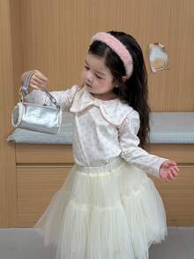 DAZY Infant/Toddler (Girl) Bow Print Long Sleeve Autumn/Winter Top - White - View 8