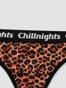 Chillnights Young Leopard Print Letter Webbing Women's Lingerie Set - Multicolor - View 5