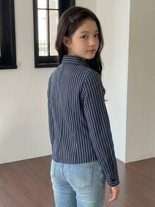 Hapijoa 大童女孩秋季服飾 (大號) 有領短袖襯衫 夏季 - 藏蓝色 - 查看 4