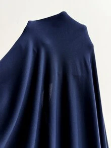 Velvienne Plus Size Women's Fall/ New Solid Color Mesh Patchwork Side Slit Dress, Party Cocktail Gathering Wedding Formal Dress Navy Blue Elegant - Navy Blue - View 3