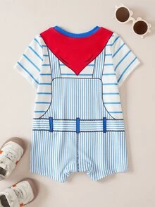 LOONEY TUNES X SHEIN Baby Boy Cartoon Print Cute Romper - Blue - View 2