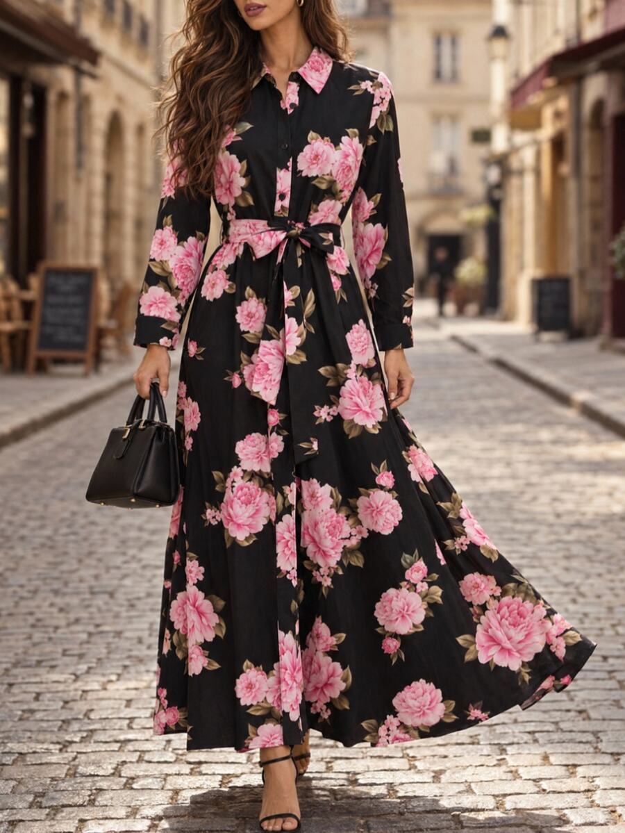 Editum Women's Floral Print Casual Party Midi Dress - Multicolor - View 1