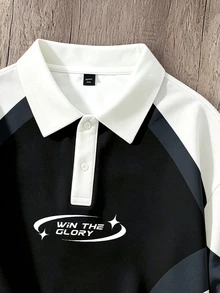 OldRiff 男士休閒幾何印花 Polo 領套頭運動衫 - 彩色 - 查看 4