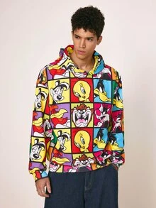 LOONEY TUNES X SHEIN Men's All-Over Print Casual Daily Hoodie - Multicolor - View 4