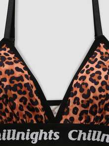 Chillnights Young Leopard Print Letter Webbing Women's Lingerie Set - Multicolor - View 3