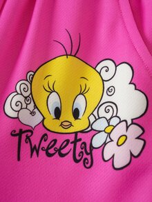 LOONEY TUNES X SHEIN Baby Boy Cartoon Pattern Long Sleeve Sweatshirt And Pants Casual Daily Outfit - Pink - View 7