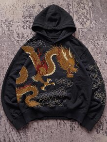 Attitoon 女款中國龍圖案長袖休閒運動衫 - 彩色 - 查看 2